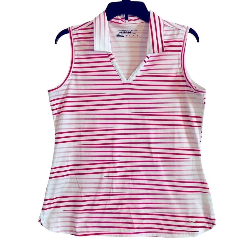 Nike Golf Polo Tour Performance Dri Fit Pink, Purple, and White-‎ Size Medium